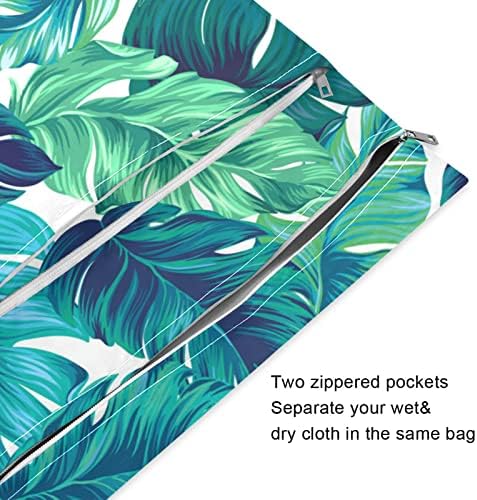 Susiyo pano fralda bolsas molhadas seco folhas tropicais verdes sacos molhados reutilizáveis ​​com dois