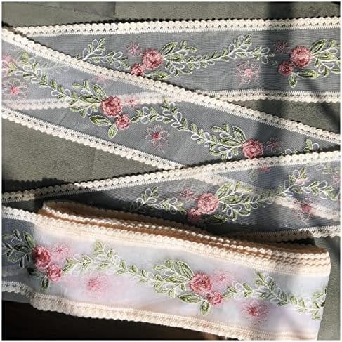Suiglory Vintage Lace Trim, fitas de renda de bordado rosa para artesanato, renda para costurar casamento/decoração