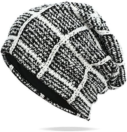 Mens e mulher Plaid Ploid Pullover Hat de Autumn Winter Hat Knit Chap