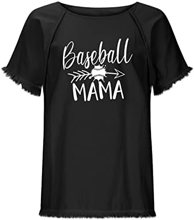 Baseball Mama camisa feminina Tops de verão Plus Tamanho Loose Camiseta Camiseta BENA CRUP