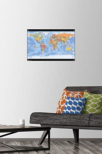 Mapa - pôster de parede de fusos horários mundiais com pinos
