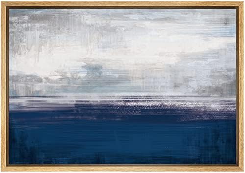 Signwin enquadrado Arte de parede de parede nuvens brancas sobre o mar azul marinho pintagem de óleo