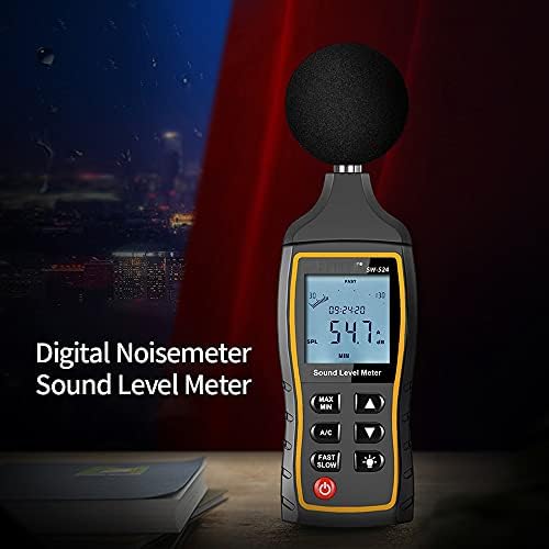 KXDFDC Nível de som do nível do medidor de decibel medidor de ruído NoiseMeter com exibição de tempo e função