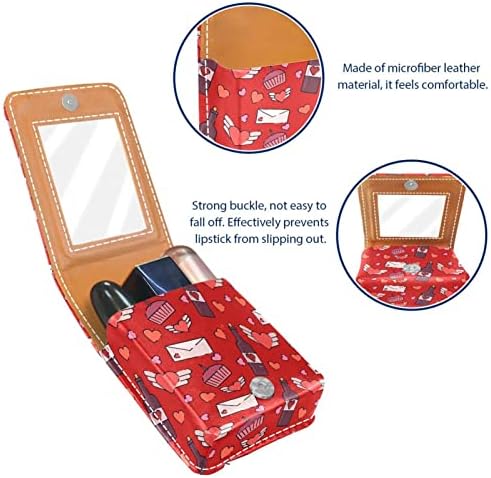 Bolsa de batom de bolo de cartão de amor com suporte de batom de espelho para mini bolsa de cosmética da bolsa