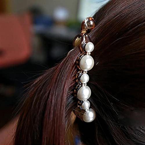 Rhinestones Pearl Hair Garra Vintage Classic Ponytail Hair Clips Barrettes franceses para mulheres 1pcs