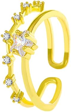 2023 Novo Micro Set Zircon Star Ring for Women Jewelry Acessórios Populares de Acessórios Twin Rings