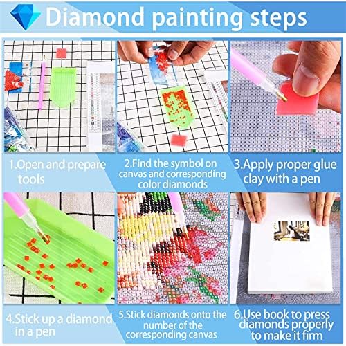 5D Kits de pintura de diamante, arte de diamante para adultos para crianças iniciantes, DIY Round/Square