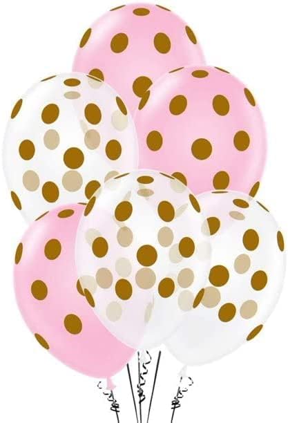 Balloons de polka PMU Partytex 12in Premium Latex Cristal claro com pontos de ouro impressos de todos os pontos