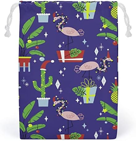 Plantas tropicais de Natal flamingos backpack backpack de tela reutilizável bolsa de armazenamento