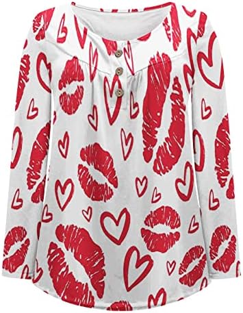 Dia dos Namorados das mulheres Tops Fashion Lips Casta de túnica Camisa de túnica Casual Casual Blouse para Leggings