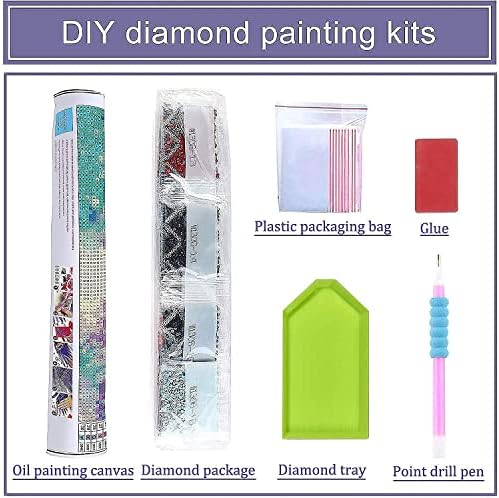 Lwzays 5D Kits de pintura de diamante de animal DIY para adultos, kit de arte de diamante preguiçoso