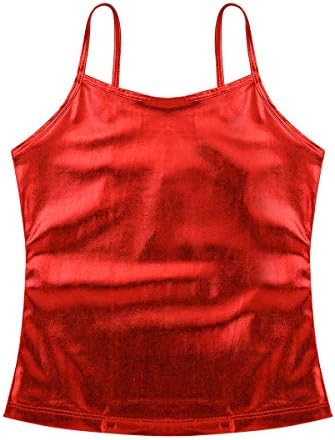 Vernlan Tampa de tanques de camisola metálica brilhante para garotas Jazz da dança moderna da dança, apresentando