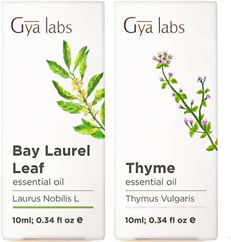 Óleo de folha de louro e óleo de tomilho - Relaxador muscular Gya Labs definido para acalmar os músculos