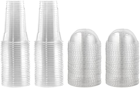 Hemoton Cup portátil 160 PCS Clare copos de plástico de plástico com tampas de xícaras de chá de chá de gelo transparentes