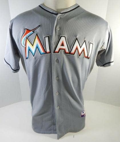 Miami Marlins Andy Haines 19 Game usou Grey Jersey DP13718 - Jerseys MLB usada para jogo MLB