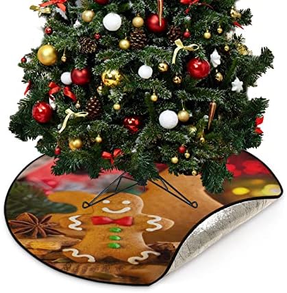 Cupada Christmas Gingerbread Cookies Tapetes de árvore de natal saia à prova d'água, especiarias tábua de