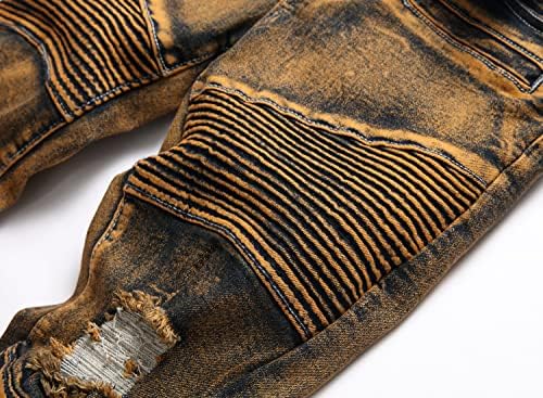 Motociclista de menino Skinny Fit Ripped destruído Destacado Estabelecido Fashion Moto Jeans calças de jeans