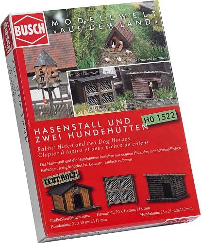 Busch 1522 Rabbit Hutch/2 Casas de cães HO Estrutura Modelo de escala Estrutura