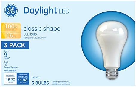 Iluminação GE 99202 Frosted General Fore Shape Classic A21 Daylight LED de 16 watts, Base média de