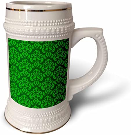 3drose verde no padrão de damasco irlandês verde - 22oz de caneca de Stein
