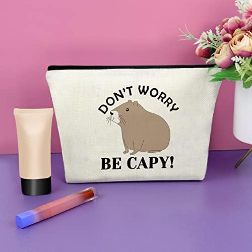 Presente Capybara para mulheres Capybara Amante Presente Bolsa de maquiagem Animais Presente para amigos