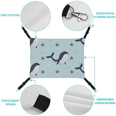 Pet Hammock Stars and Whales Cat Sleeping Bed com tiras ajustáveis ​​e ganchos de metal 16,9 x13