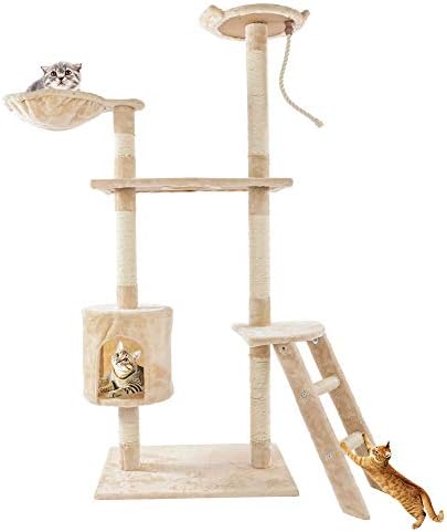 LIUPOKET INCESSO CAT TREE para gatos internos Torre de gatos de vários níveis com postes de arranhões