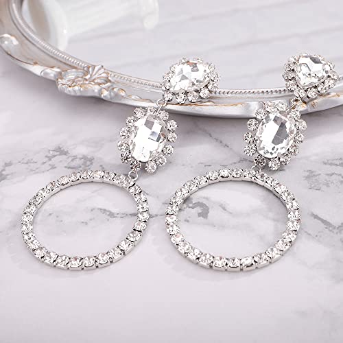 Brincos de argola de cristal para mulheres Brincos de cristal extra grandes solteiras de joias de brincos de strass