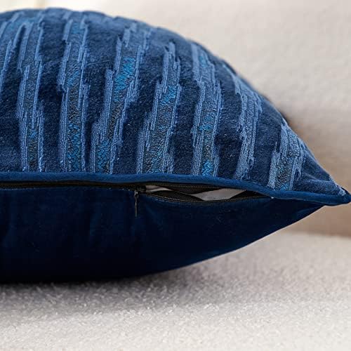 ALERFA 12 x 20 polegadas azul marinho listrado bordado de veludo corte de veludo capa de luxo de luxo