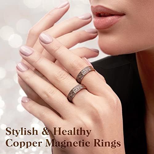 Anéis de cobre magnéticos para mulheres anéis magnéticos 3500 gauss linfonia magnética desintoxicação