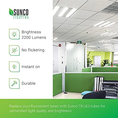 SUNCO 12 PACK T8 LED 4 pés lâmpadas de lâmpadas de lâmpadas de lâmpadas de bulking reposição fluorescente,