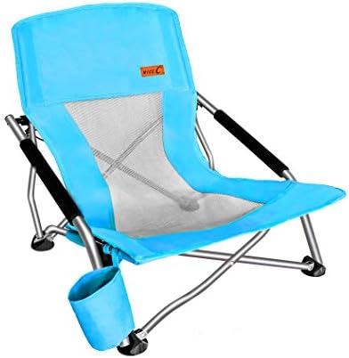 Cadeira dobrável de acampamento de praia baixa C, cadeira de mochila ultraleve com porta -copos e bolsa de