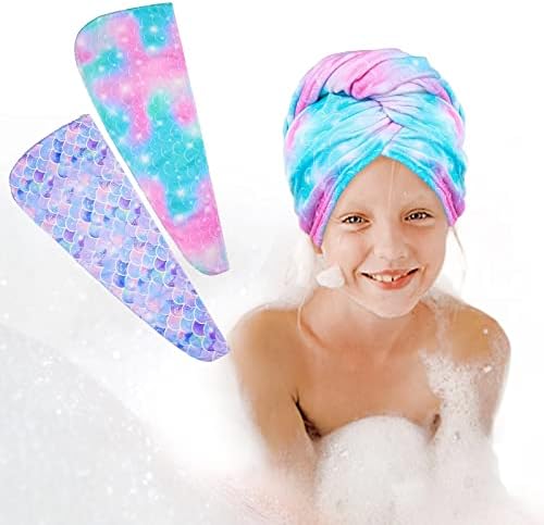 Toalha de cabelo de microfibra embrulho para crianças, toalha rápida de secagem para cabelos com