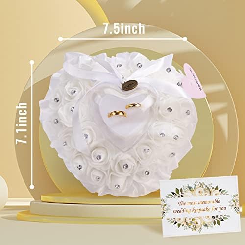 Honeygifts travesseiro de anel de casamento branco e travesseiro branco de travesseiro de renda Crystal