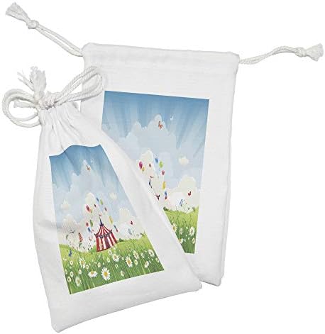 Conjunto de bolsas de tecido de circo de Ambesonne, de 2 anos, viajando com flores de Blue Sky Flowers