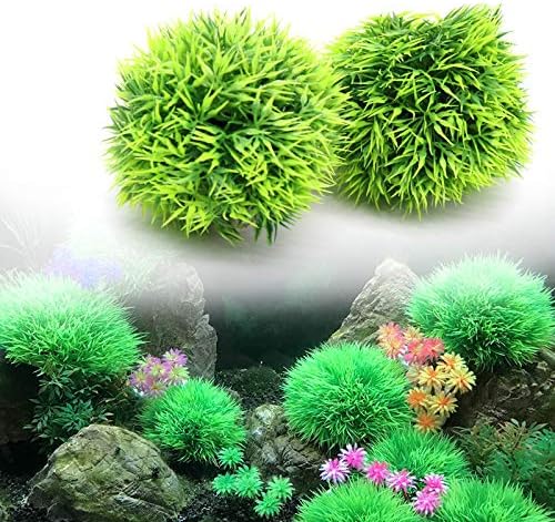 BESIMPLE 4 Pacote de aquário Plantas de plástico Bola de capim, marimo artificial Bolas de água verde Plantas de