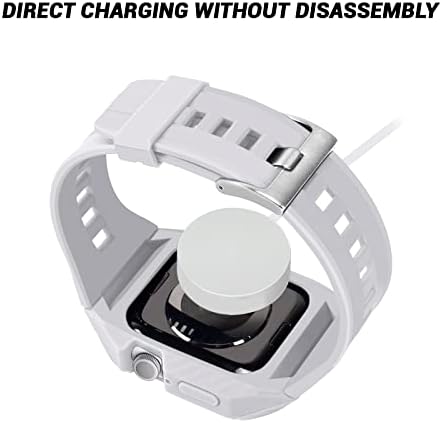 Banda com capa de pára -choque compatível com Apple Watch 45mm 44mm, robusto silicone de banda para