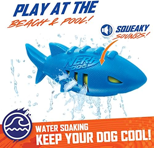 Brinquedo de cães de futebol de tubarão Nerf com squea e crocância interativa, leve, durável e resistente