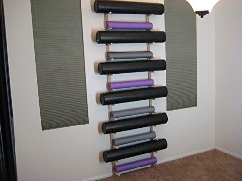 Rolo de espuma e suporte de parede de armazenamento de tapete de ioga em madeira sustentável 3,6,9,12