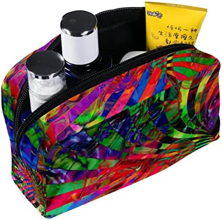 Bolsa de higiene pessoal, bolsa de cosméticos de maquiagem para homens, linhas de arco -íris de