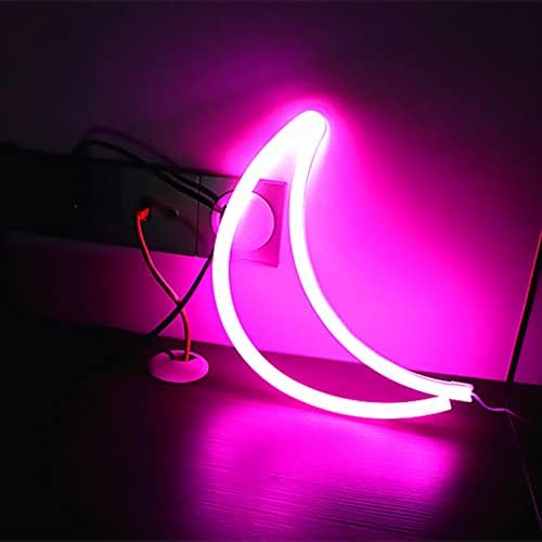 Myaou Moon Shape Led Night Light Wall Holding Neon Light for Festival Party Garden Wedding Decoration