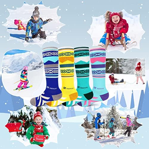 Meias de esqui infantil, 2 pares/3 pares de inverno quentes meias de neve até o joelho para