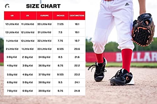 Baseball Guardian Youth Low Top Baseball Cleats para meninos e garotas Cleats de softball - tamanho 12 garotinha