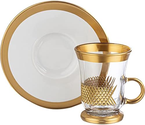 DeCostyle, conjunto de chá turco e conjunto de pratos, 24 peças, chá de vidro de chá da Arábia, conjunto de chá