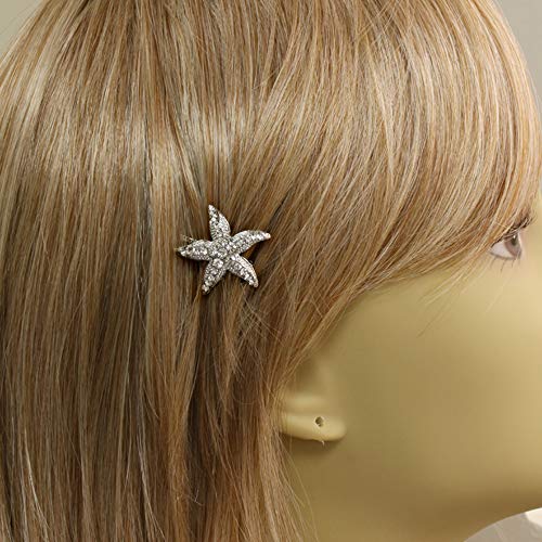Jóias de cabelo duplo jóias brancas cristais austríacos Rhinestone Starfish Magnet