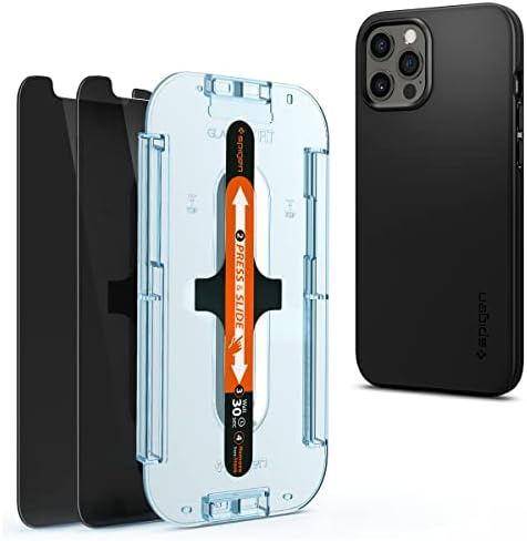 Protetor de tela de vidro temperado Spigen [GLASTR EZ FIT - Privacy] e caixa de ajuste fino projetado para iPhone