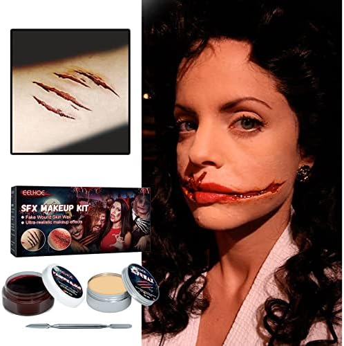 Conjunto de maquiagem de plasma de cera da pele de Halloween, 2 tintas coloridas no rosto e para o corpo,