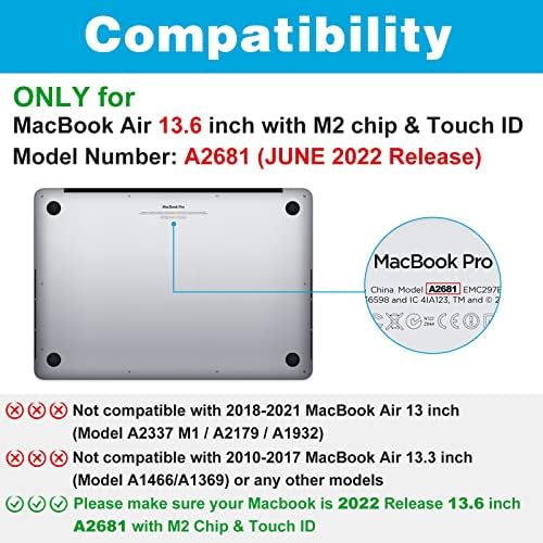 Caixa de casca dura Procase para MacBook Air 13,6 polegadas 2022 pacote com estojo de casca dura