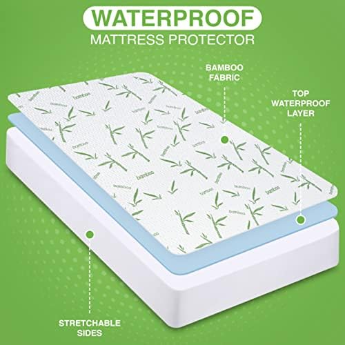 Utopia Bedding Premium Bamboo Protetor de colchão à prova d'água Twin 340 GSM, cabe a 15 polegadas