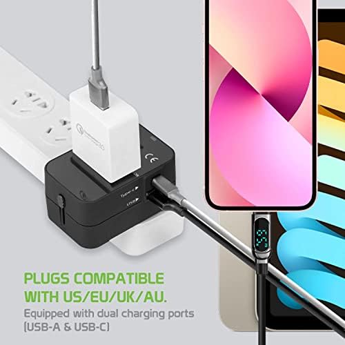 Viagem USB Plus International Power Adapter Compatível com Acer S56 para energia mundial para 3 dispositivos USB